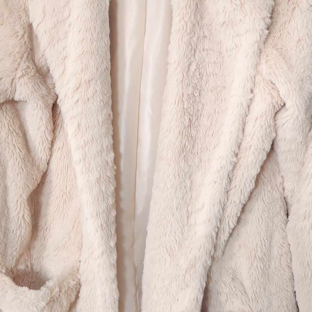Democracy Faux Fur Coat Cream Teddy Size XL Street Luxe Winter Glam - Picture 4 of 10